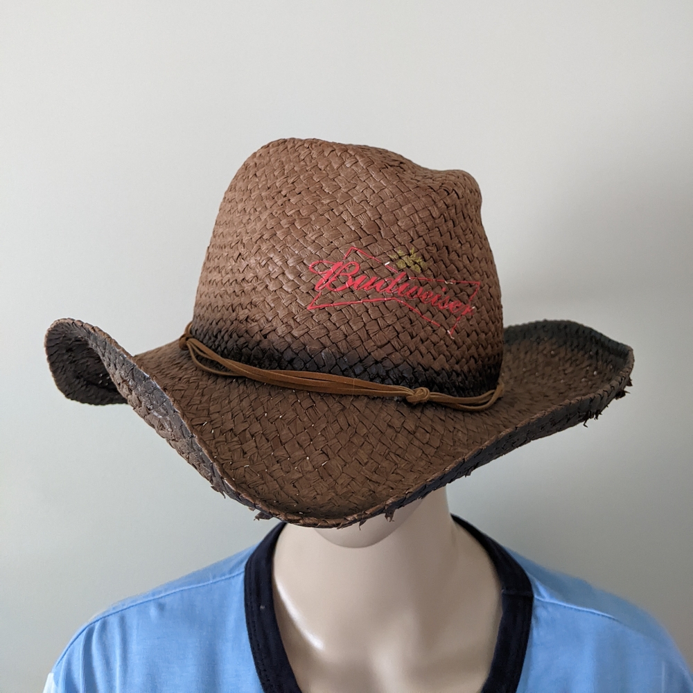 Vintage Budweiser Cowboy Straw Brown Hat